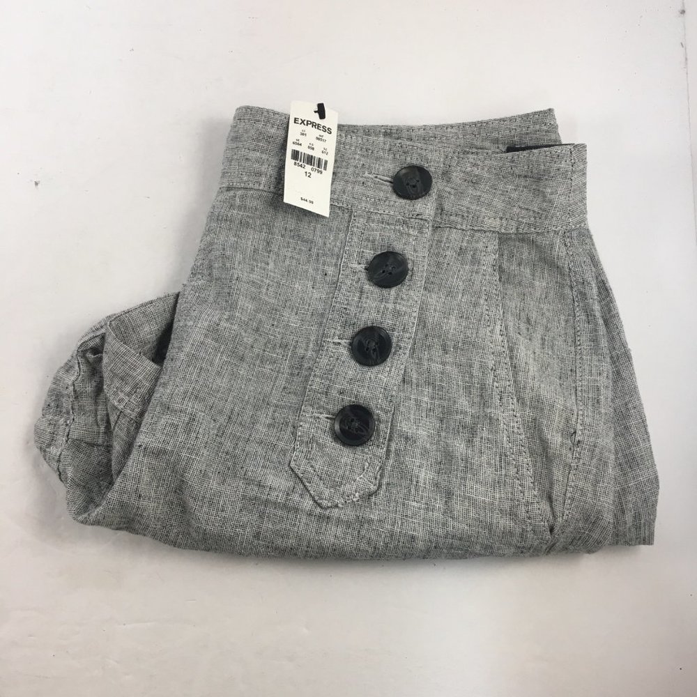 EXPRESS HIGH RISE LINEN BUTTON SHORTS WOMEN SIZE 12 NWT - Picture 4 of 6
